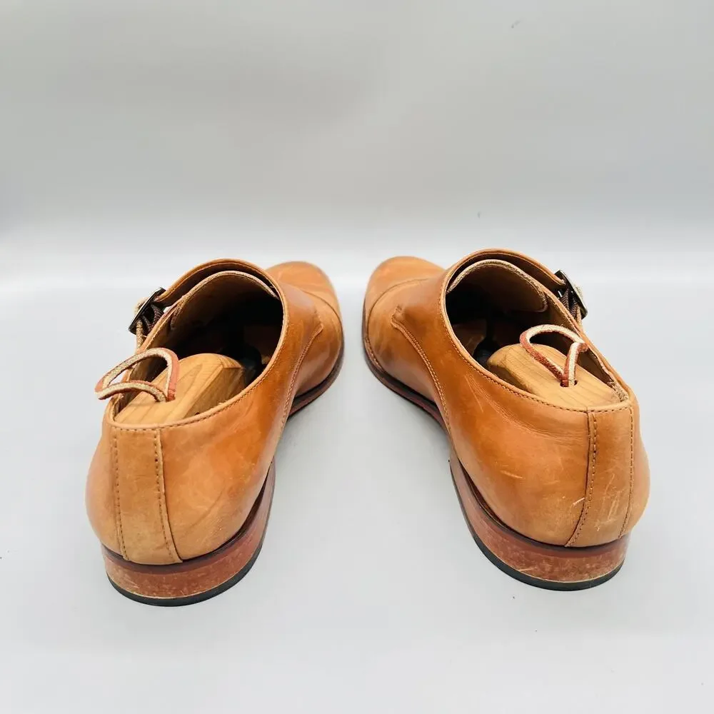 3DM Lifestyle Shoes Mens 9 Brown Leather Double Monk Strap Cap Toe Oxford Dress